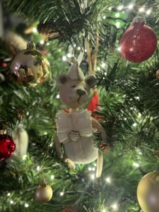 bear on christmas tree